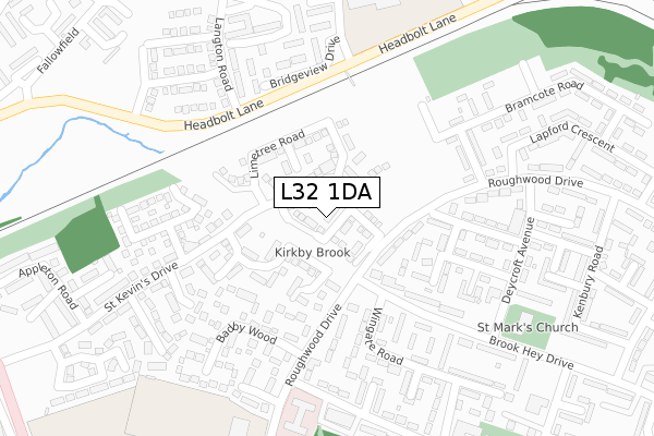 L32 1DA map - large scale - OS Open Zoomstack (Ordnance Survey)