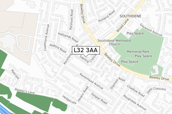 L32 3AA map - large scale - OS Open Zoomstack (Ordnance Survey) L32 3AA map - large scale - OS Open Zoomstack (Ordnance Survey)