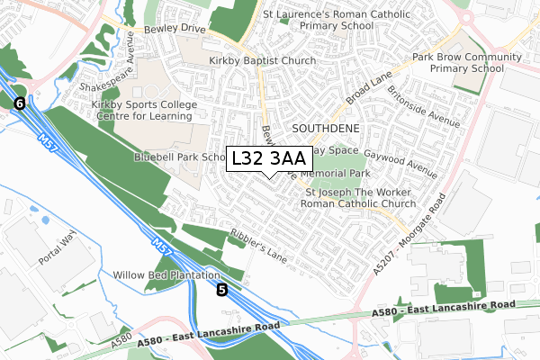 L32 3AA map - small scale - OS Open Zoomstack (Ordnance Survey) L32 3AA map - small scale - OS Open Zoomstack (Ordnance Survey)