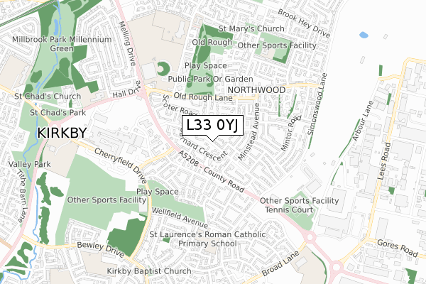 L33 0YJ map - small scale - OS Open Zoomstack (Ordnance Survey) L33 0YJ map - small scale - OS Open Zoomstack (Ordnance Survey)