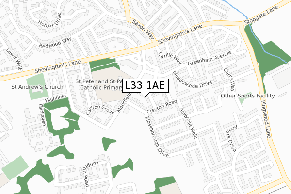 L33 1AE map - large scale - OS Open Zoomstack (Ordnance Survey)