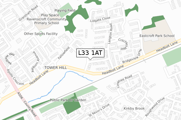 L33 1AT map - large scale - OS Open Zoomstack (Ordnance Survey)