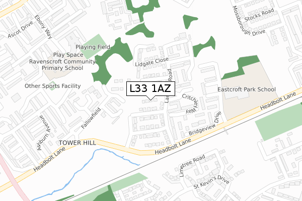 L33 1AZ map - large scale - OS Open Zoomstack (Ordnance Survey)