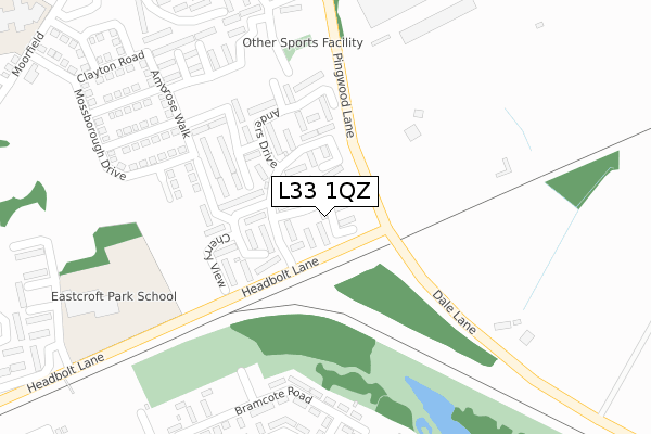 L33 1QZ map - large scale - OS Open Zoomstack (Ordnance Survey)