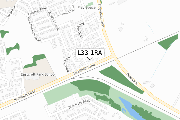 L33 1RA map - large scale - OS Open Zoomstack (Ordnance Survey)