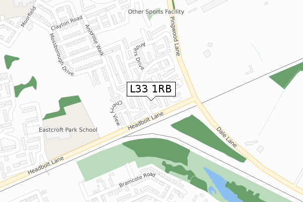 L33 1RB map - large scale - OS Open Zoomstack (Ordnance Survey)