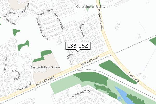 L33 1SZ map - large scale - OS Open Zoomstack (Ordnance Survey)