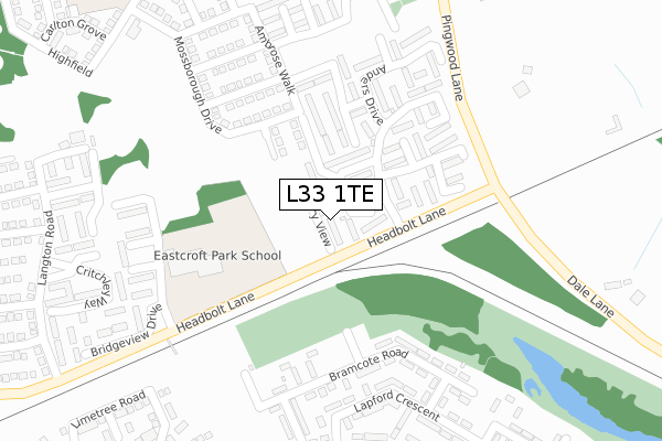 L33 1TE map - large scale - OS Open Zoomstack (Ordnance Survey)