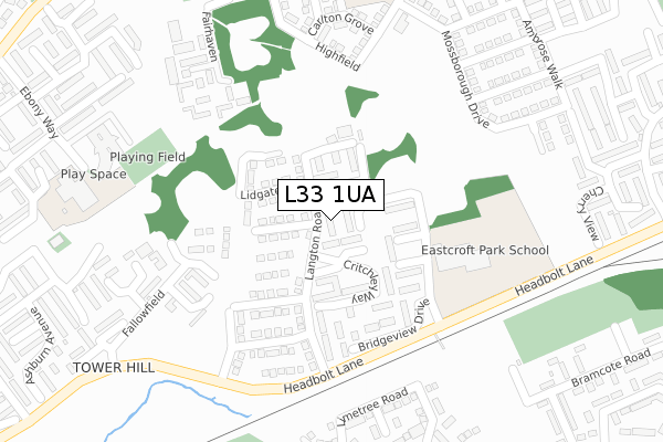 L33 1UA map - large scale - OS Open Zoomstack (Ordnance Survey)