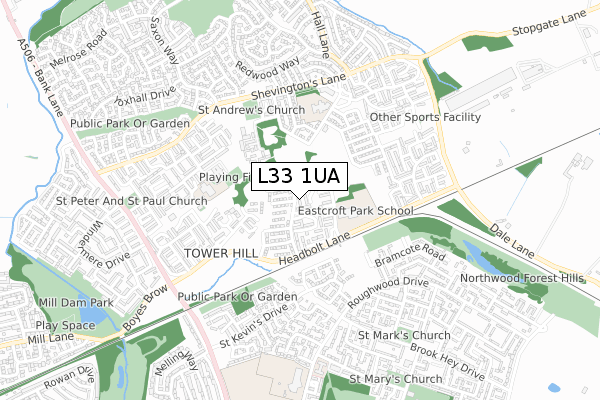 L33 1UA map - small scale - OS Open Zoomstack (Ordnance Survey)