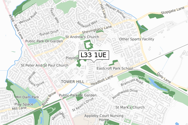 L33 1UE map - small scale - OS Open Zoomstack (Ordnance Survey) L33 1UE map - small scale - OS Open Zoomstack (Ordnance Survey)