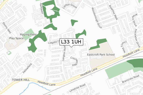 L33 1UH map - large scale - OS Open Zoomstack (Ordnance Survey)