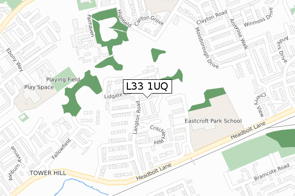 L33 1UQ map - large scale - OS Open Zoomstack (Ordnance Survey)