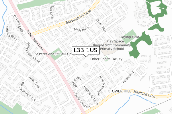 L33 1US map - large scale - OS Open Zoomstack (Ordnance Survey)