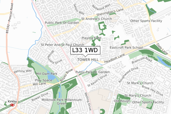 L33 1WD map - small scale - OS Open Zoomstack (Ordnance Survey)