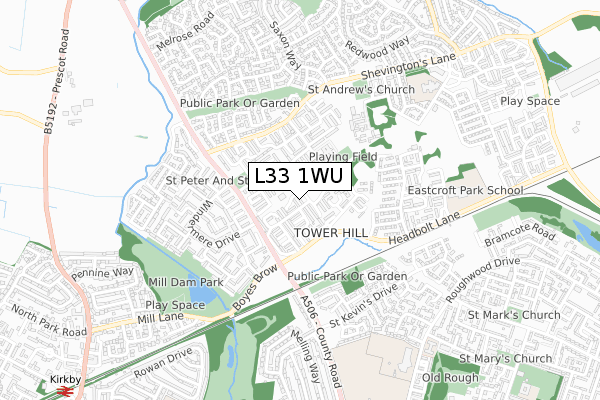 L33 1WU map - small scale - OS Open Zoomstack (Ordnance Survey) L33 1WU map - small scale - OS Open Zoomstack (Ordnance Survey)