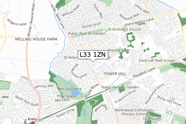 L33 1ZN map - small scale - OS Open Zoomstack (Ordnance Survey) L33 1ZN map - small scale - OS Open Zoomstack (Ordnance Survey)