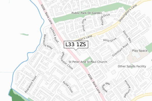 L33 1ZS map - large scale - OS Open Zoomstack (Ordnance Survey)