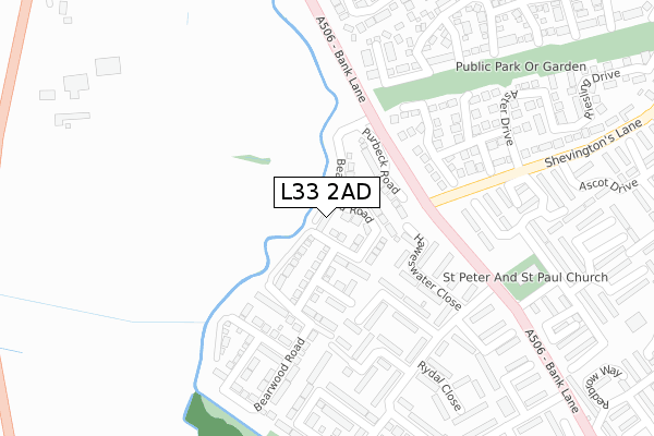 L33 2AD map - large scale - OS Open Zoomstack (Ordnance Survey)