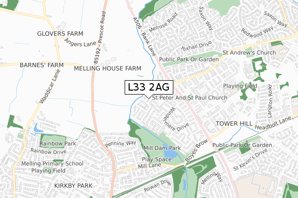L33 2AG map - small scale - OS Open Zoomstack (Ordnance Survey) L33 2AG map - small scale - OS Open Zoomstack (Ordnance Survey)