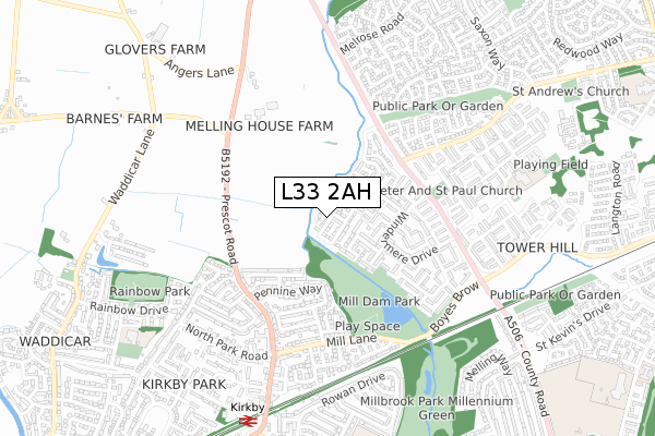 L33 2AH map - small scale - OS Open Zoomstack (Ordnance Survey) L33 2AH map - small scale - OS Open Zoomstack (Ordnance Survey)