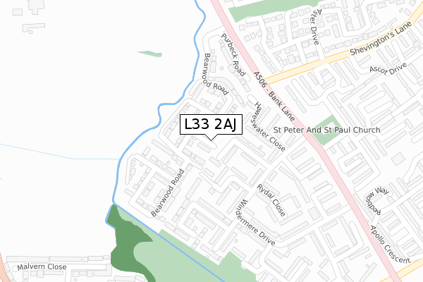 L33 2AJ map - large scale - OS Open Zoomstack (Ordnance Survey)