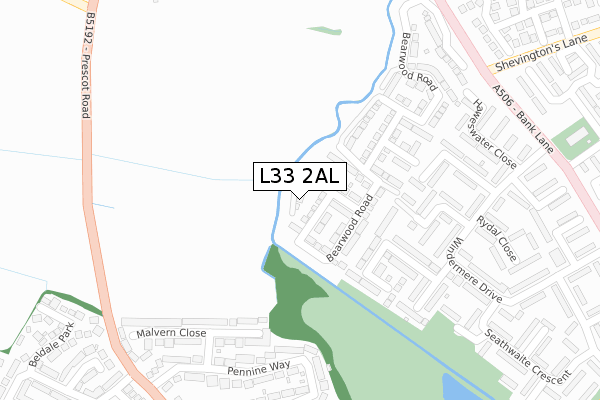 L33 2AL map - large scale - OS Open Zoomstack (Ordnance Survey)