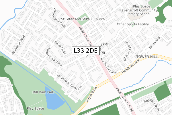 L33 2DE map - large scale - OS Open Zoomstack (Ordnance Survey)