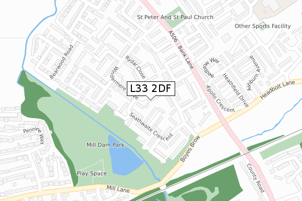 L33 2DF map - large scale - OS Open Zoomstack (Ordnance Survey)