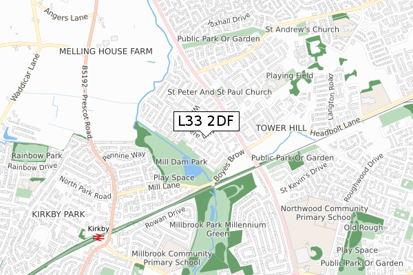 L33 2DF map - small scale - OS Open Zoomstack (Ordnance Survey)