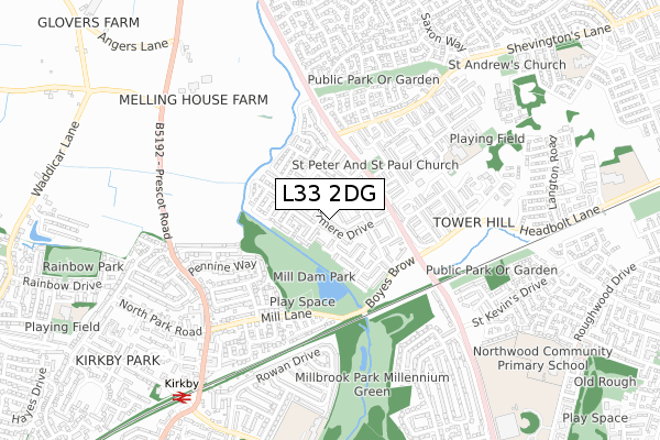 L33 2DG map - small scale - OS Open Zoomstack (Ordnance Survey)