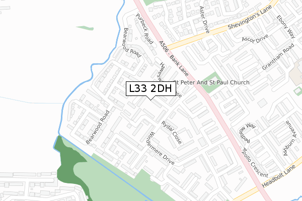 L33 2DH map - large scale - OS Open Zoomstack (Ordnance Survey)