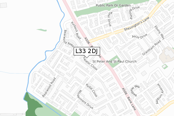 L33 2DJ map - large scale - OS Open Zoomstack (Ordnance Survey)