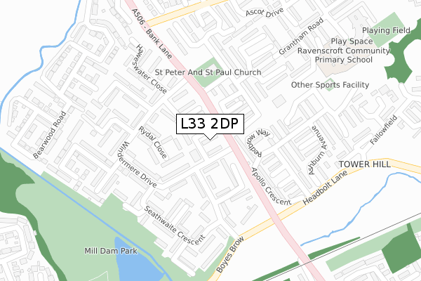 L33 2DP map - large scale - OS Open Zoomstack (Ordnance Survey)