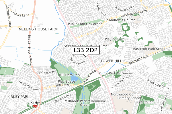 L33 2DP map - small scale - OS Open Zoomstack (Ordnance Survey)