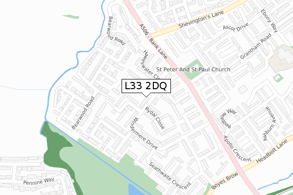 L33 2DQ map - large scale - OS Open Zoomstack (Ordnance Survey)