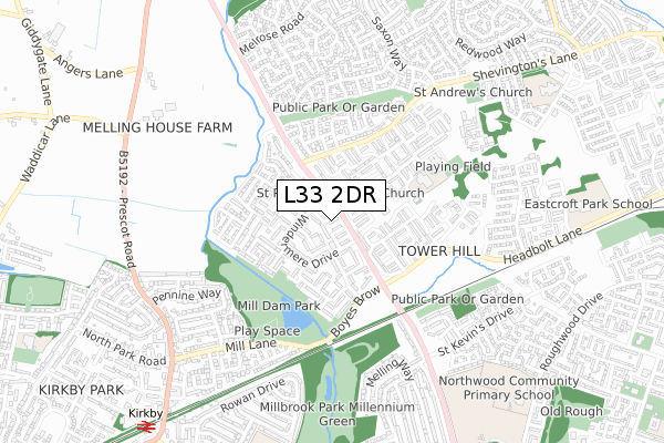 L33 2DR map - small scale - OS Open Zoomstack (Ordnance Survey) L33 2DR map - small scale - OS Open Zoomstack (Ordnance Survey)