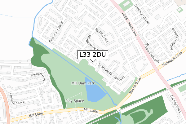 L33 2DU map - large scale - OS Open Zoomstack (Ordnance Survey)