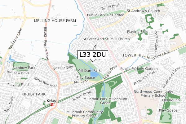 L33 2DU map - small scale - OS Open Zoomstack (Ordnance Survey)