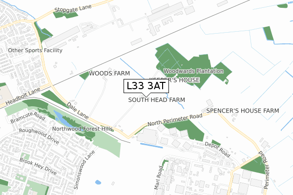 L33 3AT map - small scale - OS Open Zoomstack (Ordnance Survey)