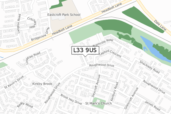 L33 9US map - large scale - OS Open Zoomstack (Ordnance Survey)