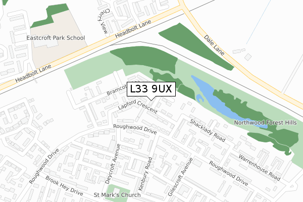 L33 9UX map - large scale - OS Open Zoomstack (Ordnance Survey)