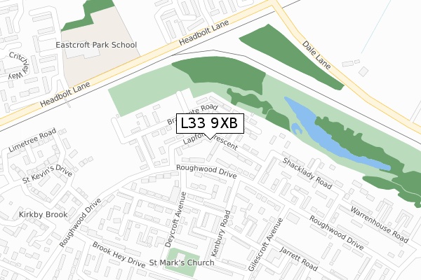 L33 9XB map - large scale - OS Open Zoomstack (Ordnance Survey)