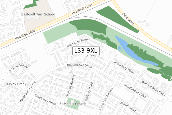 L33 9XL map - large scale - OS Open Zoomstack (Ordnance Survey)