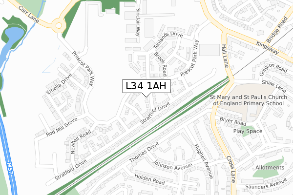 L34 1AH map - large scale - OS Open Zoomstack (Ordnance Survey)