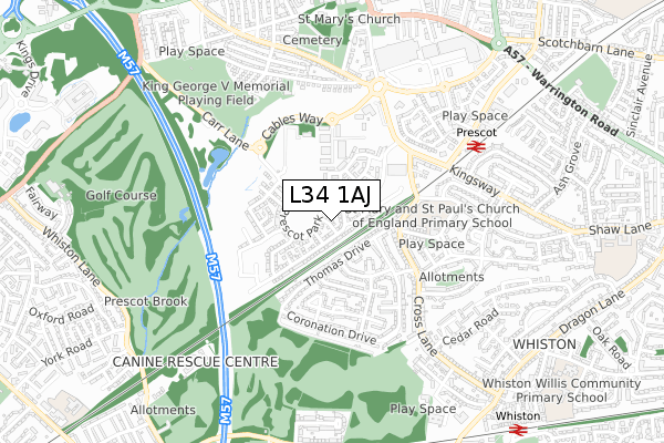 L34 1AJ map - small scale - OS Open Zoomstack (Ordnance Survey)