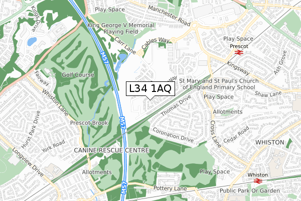 L34 1AQ map - small scale - OS Open Zoomstack (Ordnance Survey)