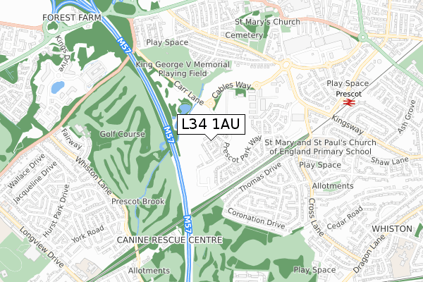 L34 1AU map - small scale - OS Open Zoomstack (Ordnance Survey)