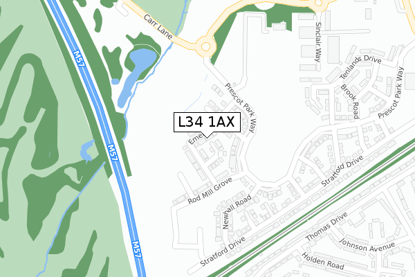 L34 1AX map - large scale - OS Open Zoomstack (Ordnance Survey)
