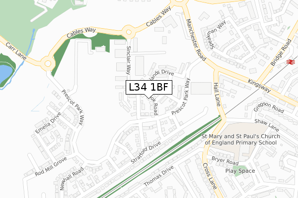 L34 1BF map - large scale - OS Open Zoomstack (Ordnance Survey)